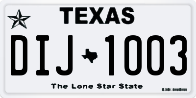 TX license plate DIJ1003