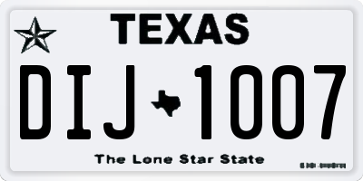 TX license plate DIJ1007