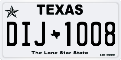 TX license plate DIJ1008