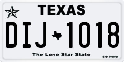 TX license plate DIJ1018