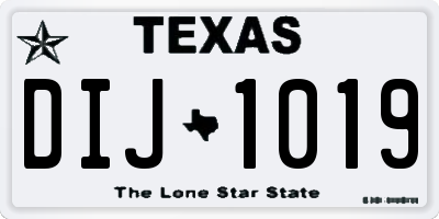 TX license plate DIJ1019