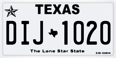 TX license plate DIJ1020