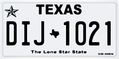 TX license plate DIJ1021