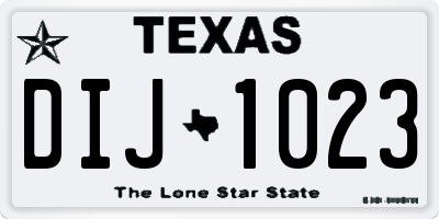 TX license plate DIJ1023