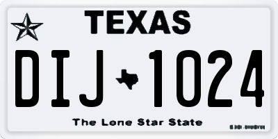 TX license plate DIJ1024