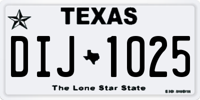 TX license plate DIJ1025