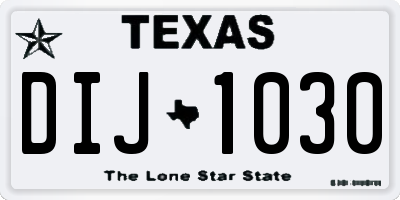 TX license plate DIJ1030