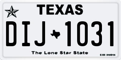 TX license plate DIJ1031