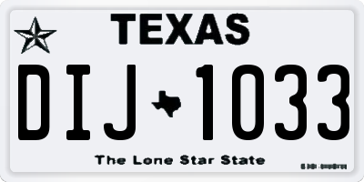 TX license plate DIJ1033