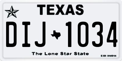 TX license plate DIJ1034