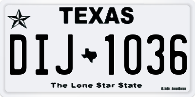 TX license plate DIJ1036