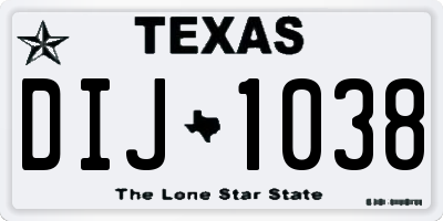 TX license plate DIJ1038