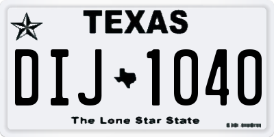 TX license plate DIJ1040