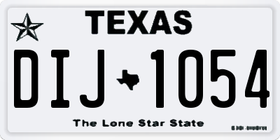 TX license plate DIJ1054
