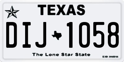 TX license plate DIJ1058