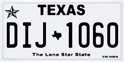 TX license plate DIJ1060