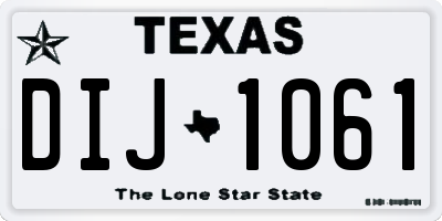 TX license plate DIJ1061