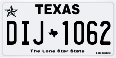 TX license plate DIJ1062