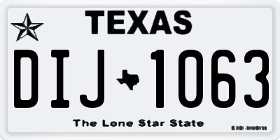 TX license plate DIJ1063