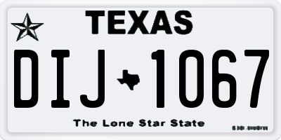 TX license plate DIJ1067