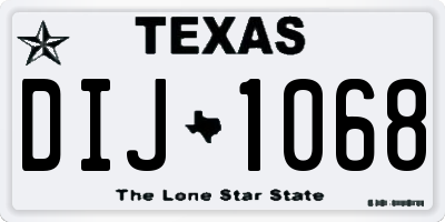 TX license plate DIJ1068