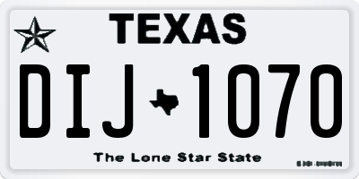 TX license plate DIJ1070