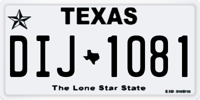 TX license plate DIJ1081