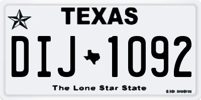 TX license plate DIJ1092