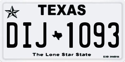 TX license plate DIJ1093