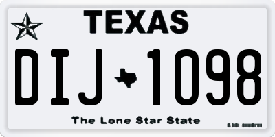 TX license plate DIJ1098