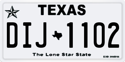 TX license plate DIJ1102