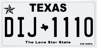 TX license plate DIJ1110