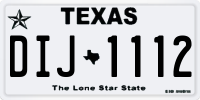 TX license plate DIJ1112