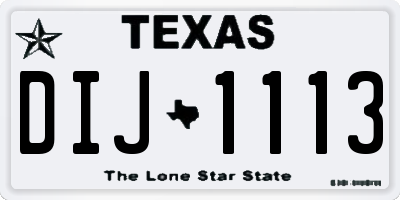 TX license plate DIJ1113