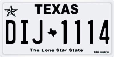 TX license plate DIJ1114