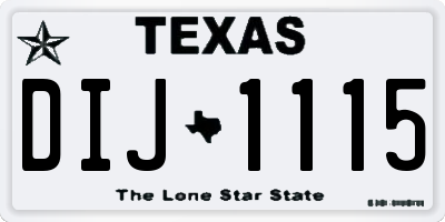 TX license plate DIJ1115