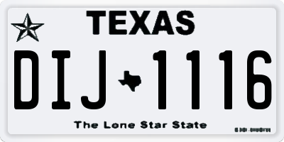 TX license plate DIJ1116