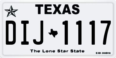 TX license plate DIJ1117