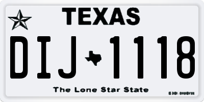 TX license plate DIJ1118
