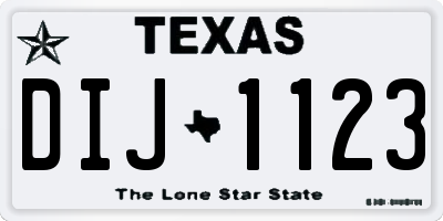 TX license plate DIJ1123
