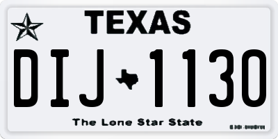 TX license plate DIJ1130
