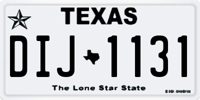 TX license plate DIJ1131