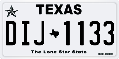 TX license plate DIJ1133