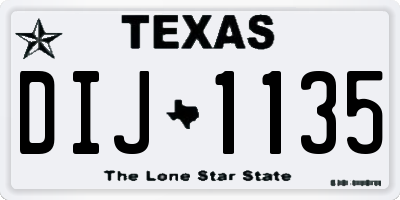 TX license plate DIJ1135