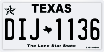 TX license plate DIJ1136
