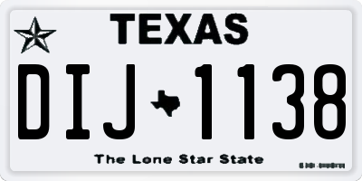 TX license plate DIJ1138