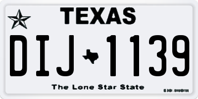 TX license plate DIJ1139