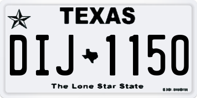 TX license plate DIJ1150