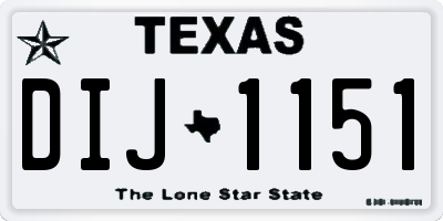 TX license plate DIJ1151