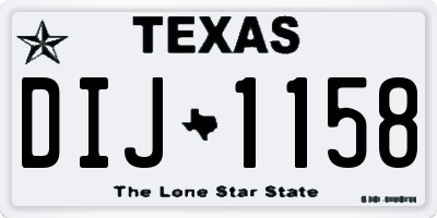 TX license plate DIJ1158